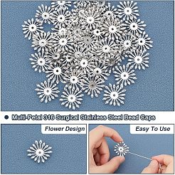 Multi-Petal 316 Surgical Stainless Steel Bead Caps&nbsp;STAS-UN0046-81