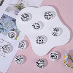 18Pcs 9 Style Flat Round with Word Food Grade Eco-Friendly Printed Silicone Focal Beads&nbsp;SIL-SZ0001-31
