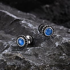 Stainless Steel Micro Pave Cubic Zirconia Stud Earrings&nbsp;PW-WGB72E2-01