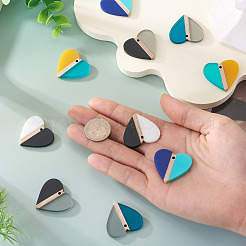 10Pcs 5 Colors Opaque & Transparent Resin & Wood Pendants&nbsp;RESI-TA0004-59