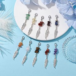 Alloy Feather Pendant Decoraton&nbsp;HJEW-JM02033