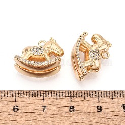 Brass Pave Clear Cubic Zirconia Pendants&nbsp;KK-T081-01G