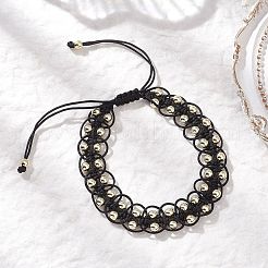 Adjustable Synthetic Non-magnetic Hematite Beads Braided Bead Bracelets for Women&nbsp;BJEW-JB12919