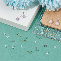 10Pairs 925 Sterling Silver Stud Earring Finding with 50Pcs Plastic Ear Nuts with 1Pc Suede Fabric Square Silver Polishing Cloth&nbsp;FIND-DC0006-45