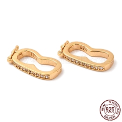 Platinum Plated 925 Sterling Silver Rhinestone Twister Clasps&nbsp;STER-N014-18G