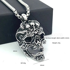 Punk Retro 304 Stainless Steel Skull Pendant Necklaces for Men&nbsp;CH2571