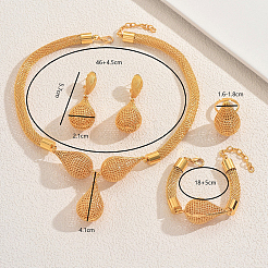 Alloy Hollow Teardrop Bracelets & Earrings & Necklaces & Rings Sets for Women&nbsp;GC7011
