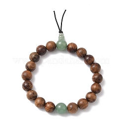 2Pcs 2 Styles Natural Wood & Green Aventurine Round Beads Stretch Bracelets for Men Women&nbsp;BJEW-JB12349