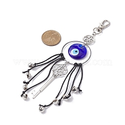 Key Alloy & Glass Evil Eye Pendants Decoraiton&nbsp;HJEW-JM01283-01