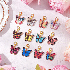 2Sets Butterfly Alloy Enamel Pendant Decorations&nbsp;HJEW-SC0002-16