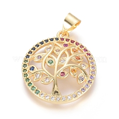 Brass Micro Pave Cubic Zirconia Pendants&nbsp;KK-I657-28G