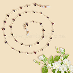 Natural Garnet Chips and Alloy Link Chains Neck Strap for Eyeglasses&nbsp;AJEW-WH20070-024A