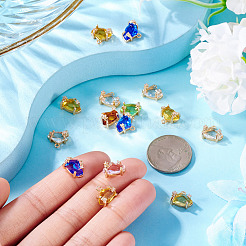 15Pcs Brass Micro Pave Cubic Zirconia with Glass Charms&nbsp;KK-TA0001-82