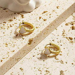 Natural Shell Heart Hoop Earrings&nbsp;QE2465-1