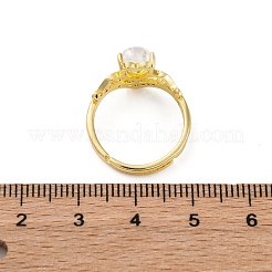 Brass Micro Pave Clear Cubic Zirconia Cuff Finger Rings&nbsp;RJEW-G337-26G