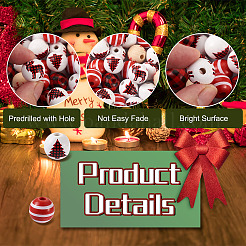 100Pcs 5 Style Christmas Themed Dyed Natural Wooden Beads&nbsp;WOOD-BT0001-07