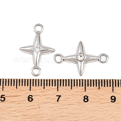 304 Stainless Steel Crystal Rhinestone Connector Charms&nbsp;STAS-P437-14B-P