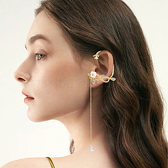 4Pcs 4 Style Crystal Rhinestone Flower Cuff Earrings with Enamel&nbsp;EJEW-AN0001-61