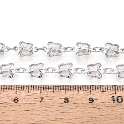 Brass Glass Butterfly Charm Link Chains&nbsp;CHC-T018-11B-P