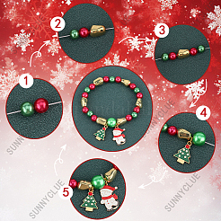 Christmas Theme DIY Glass & Plastic Beads Bracelet Making Kits&nbsp;DIY-SC0028-18