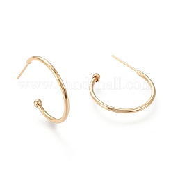 Brass Half Hoop Earrings&nbsp;EJEW-F255-02G