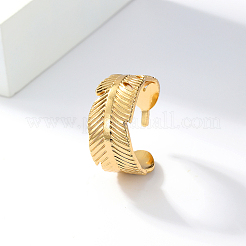 Stylish Leaf 201 Stainless Steel Ethnic Cuff Rings&nbsp;UG5209