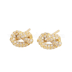 knot Brass Micro Pave Cubic Zirconia Stud Earrings&nbsp;EJEW-C174-01G-06