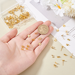 50Pcs 201 Stainless Steel Flat Round Stud Earring Findings&nbsp;STAS-UN0060-69