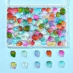 120Pcs 10 Colors Autumn Theme Two-Tone Transparent Glass Charms&nbsp;GLAA-FS0002-62