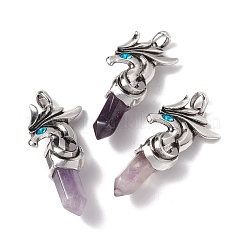 Natural & Synthetic Gemstone and Indicolite Rhinestone Big Pointed Pendants&nbsp;G-G855-06AS