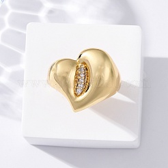 Brass Micro Pave Clear Cubic Zirconia Cuff Rings for Women&nbsp;RJEW-U043-07G