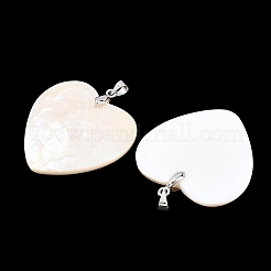 Natural White Shell Heart Pendants&nbsp;KK-C135-09A