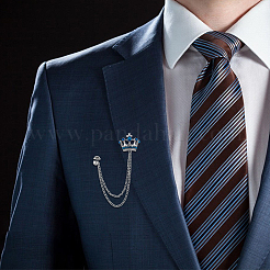 6Pcs 6 Colors Rhinestone Crown Hanging Chain Brooches&nbsp;JEWB-HY0001-30