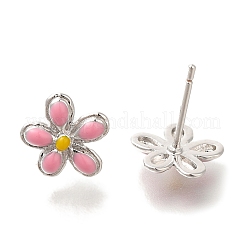 Rack Plating Flower Brass Stud Earrings&nbsp;EJEW-H016-42P