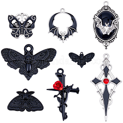 32Pcs 8 Styles Gothic Halloween Theme Alloy Enamel Pendants&nbsp;FIND-BM0001-20