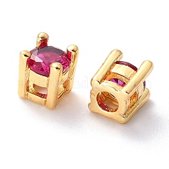 Brass inlaid Cubic Zirconia Slide Charms&nbsp;ZIRC-F125-02-G