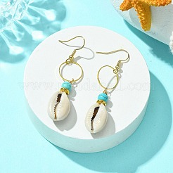 Natural Shell & Synthetic Turquoise Dangle Earrings&nbsp;EJEW-TA00324