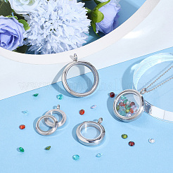 4Pcs 4 Styles Stainless Steel Locket Pendants&nbsp;STAS-BBC0010-32