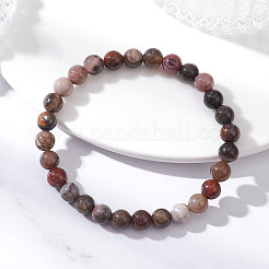 Natural Petrified Wood Beads Stretch Bracelets for Women&nbsp;BJEW-JB12604