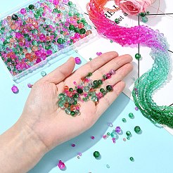 6 Styles Gradient Color Transparent Painted Glass Beads Strands&nbsp;DGLA-YW0001-28A