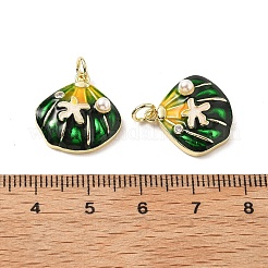 Brass Micro Pave Cubic Zirconia Pendants with Enamel and ABS Imitation Pearl&nbsp;KK-Z114-16G