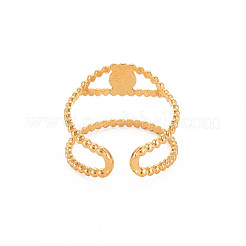 Ion Plating(IP) 304 Stainless Steel Open Pad Ring Cabochon Settings&nbsp;X-STAS-S119-157G
