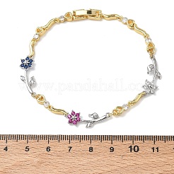 Brass Micro Pave Cubic Zirconia Link Chain Bracelets for Women&nbsp;BJEW-C156-04B-03GP