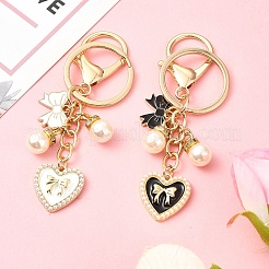 Heart & Bowknot Alloy Enamel Pendant Keychain&nbsp;KEYC-YW00133-01