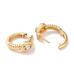 Teardrop Brass Micro Pave Cubic Zirconia Hoop Earrings for Women&nbsp;EJEW-B056-04G