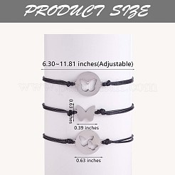 3Pcs 3 Style 430 Stainless Steel Butterfly Link Bracelets Set&nbsp;JB725A