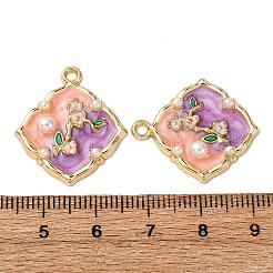 Light Gold Tone Alloy Enamel Pendants&nbsp;ENAM-B028-02KCG-02