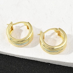 Stripe Brass Enamel Hoop Earrings&nbsp;EJEW-M082-02PG