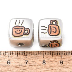 Plating Printed Acrylic European Beads&nbsp;AC-CBA655C-16C