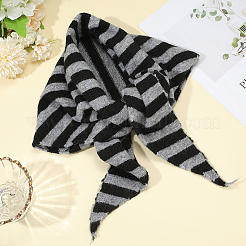 Polyester Striped Knitted Triangle Scarf for Women&nbsp;AJEW-WH20070-106A